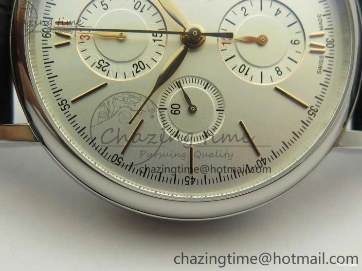 MIROTIME 0327 Snug Portofino IW391022 SS ZK 1:1 Best Edition White Dial Gold Markers On Black Leather Strap A 7130